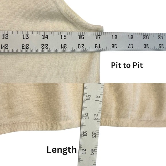 Naadam Fancy Cashmere Knit Tank White V-Neck Sleeveless Top Size Small - Picture 8 of 8